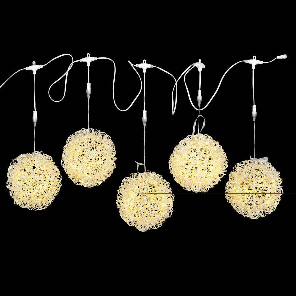 150 LED Micro Twinkle Icicle White Glitter Vine Ball Warm White Christmas Light Set Lead Wire