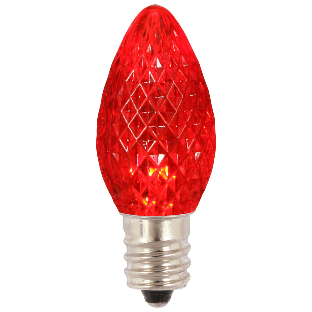 25 LED C7 Red Faceted Retrofit Night Light Christmas Replacement Bulbs