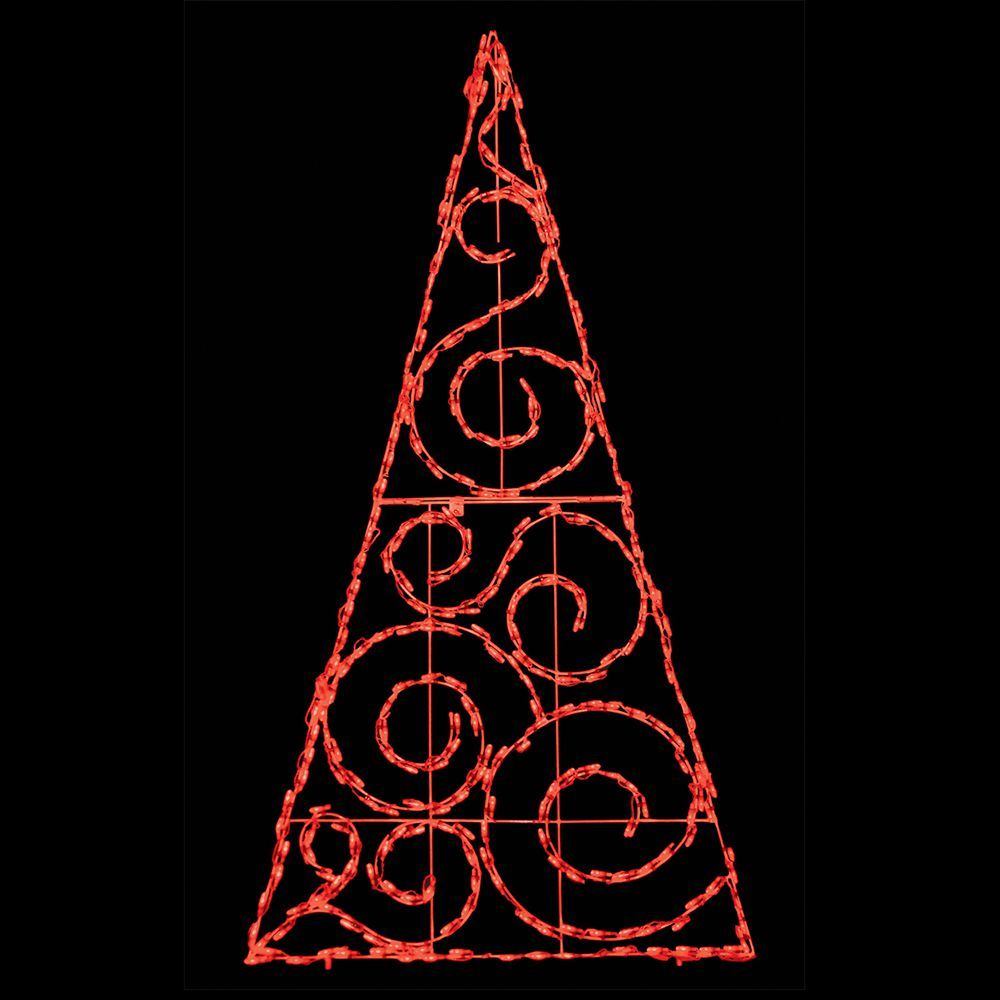 Art Deco Swirl Tree Red LED Lighted Outdoor Christmas Decoration