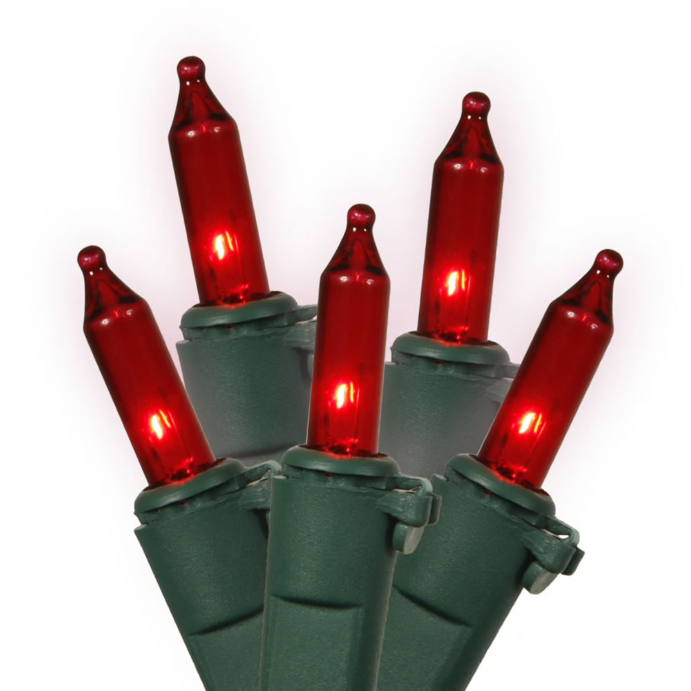 Christmastopia.com - 100 Commercial Quality Incandescent Mini Red Christmas Light Set Green Wire