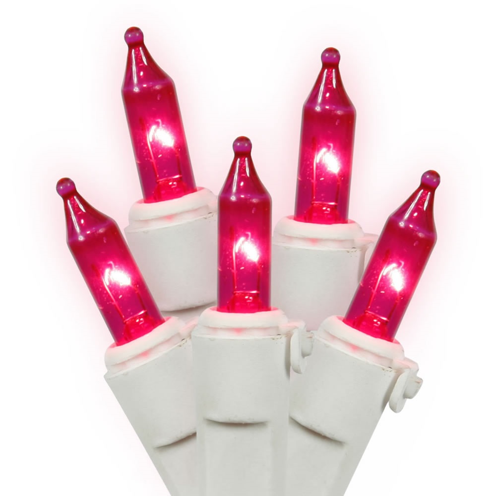 Christmastopia.com - 50 Pink Mini Incandescent Easter Light Set White Wire 5.5 Inch Spacing