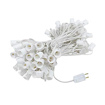 100 Foot C9 Light Spool White Wire 12 Inch Spacing