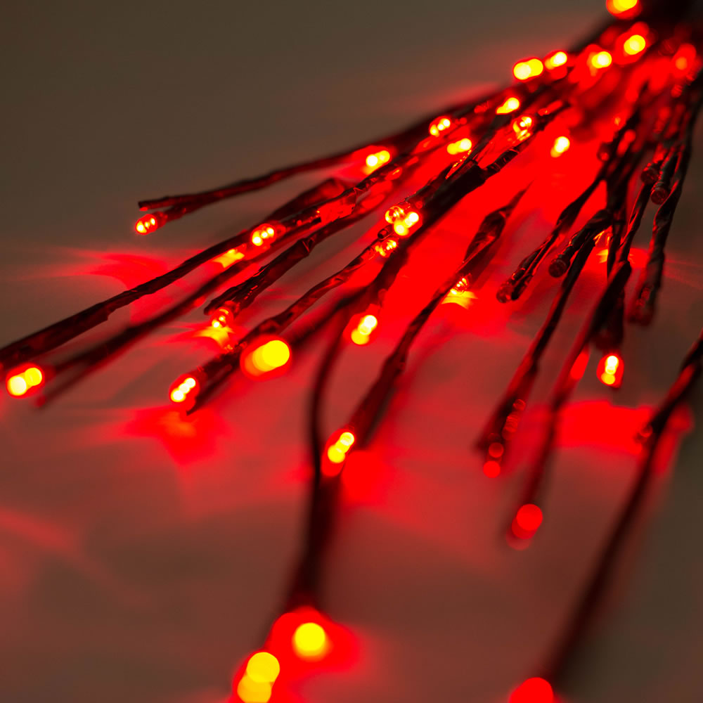 60 LED 5MM Wide Angle Red Christmas Twig Lights Brown Wire - 3 per Set