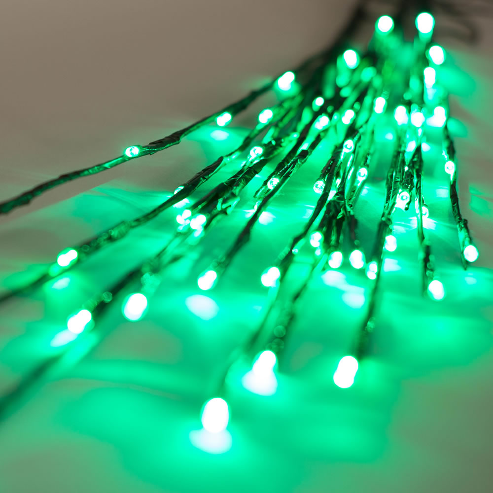 60 LED 5MM Wide Angle Green Christmas Twig Lights Brown Wire - 3 per Set