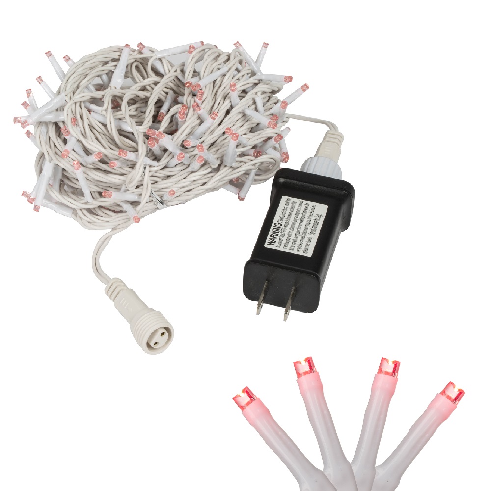 144 LED Red Cluster LED Mini Light Set with White Wire