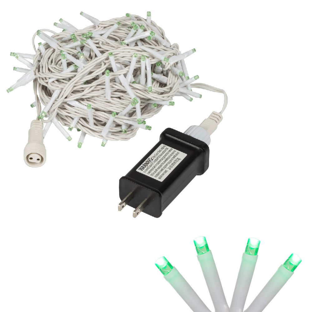 144 LED Green Cluster LED Mini Light Set with White Wire