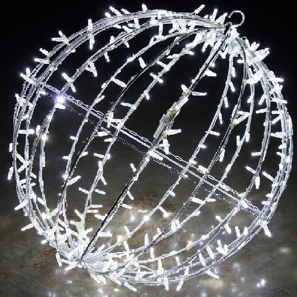 20 Inch Fold Flat Cool White Twinkle Jumbo Hanging Sphere LED Lighted Outdoor Christmas Decoration