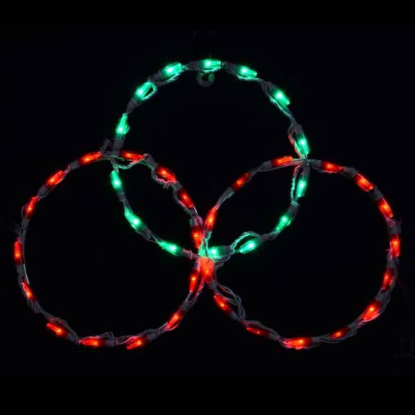 3 Red And Green Color Circle Peak Topper LED Lighted Outdoor Christmas Decoration Set Of 2