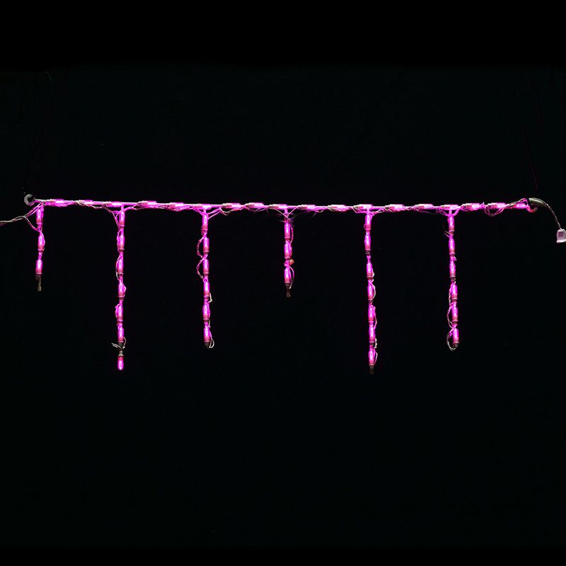 Steel Icicle Freestyle Pink Linkable LED Lighted Roofline Christmas Decoration Set Of 12