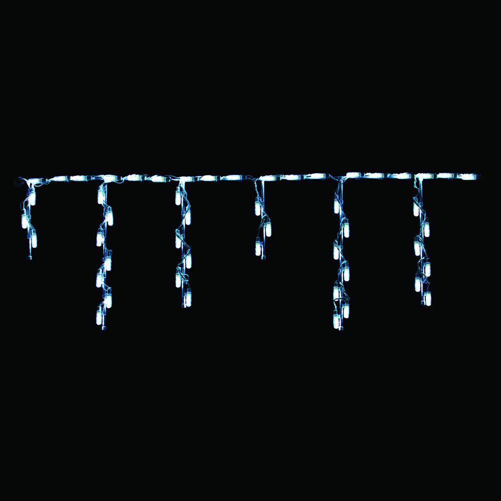 Steel Icicle Freestyle White Linkable LED Lighted Roofline Christmas Decoration Set Of 12