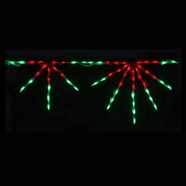Starburst Red Green Linkable LED Lighted Roofline Christmas Decoration Set Of 12