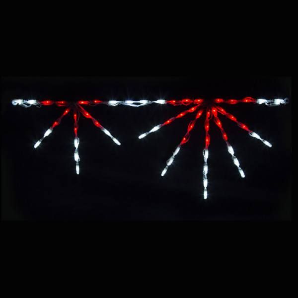 Starburst Red White Linkable LED Lighted Roofline Christmas Decoration Set Of 12