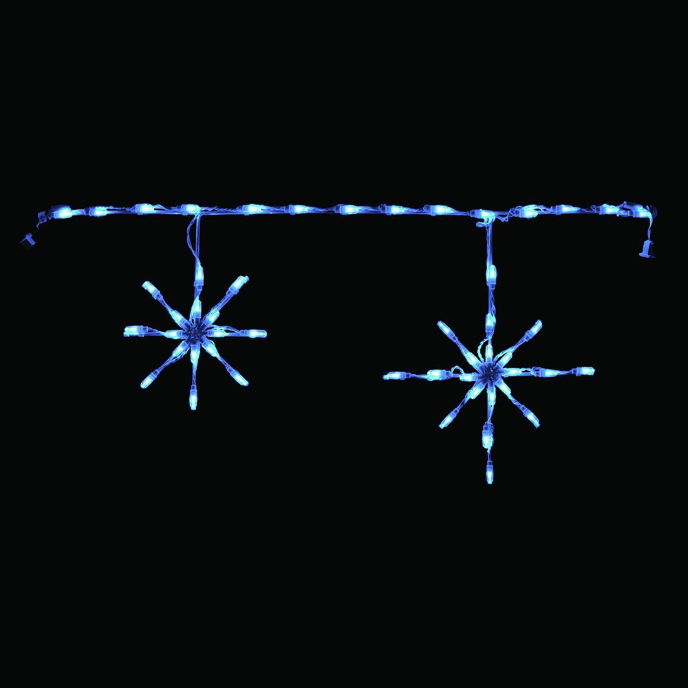 Snowflake Ice Blue Freestyle Linkable LED Lighted Roofline Christmas Decoration Set Of 12