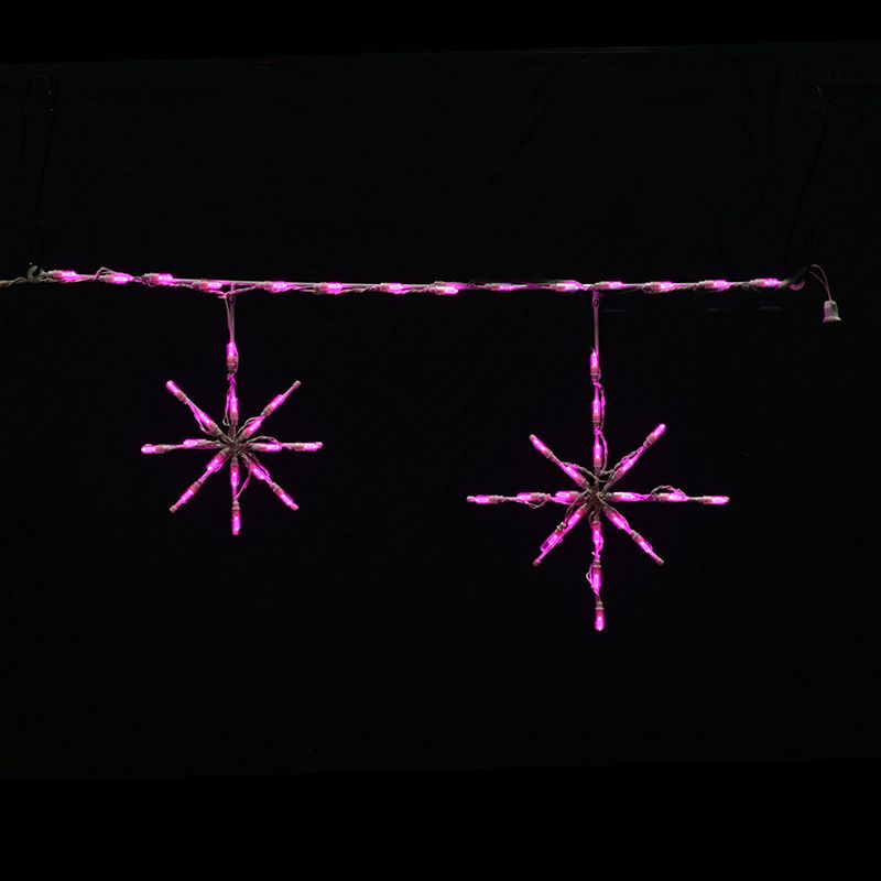 Snowflake Pink Freestyle Linkable LED Lighted Roofline Christmas Decoration Set Of 12