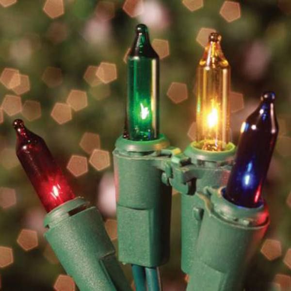 100 Commercial Grade Incandescent Mini Multi Color Christmas Light Set Green Cord Set Of 25