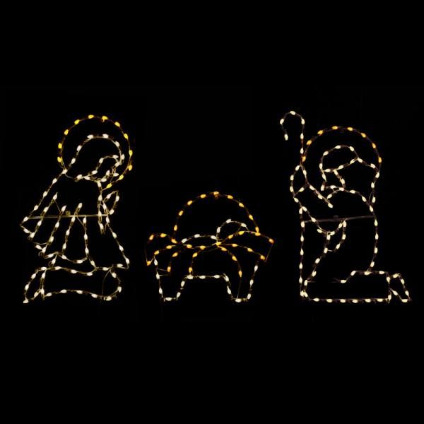 Nativity Scene Holy Family In Dotted LED Lighted Outdoor Christmas Decoration