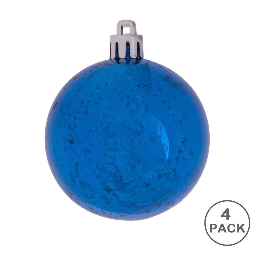 6 Inch Blue Shiny Mercury Round Christmas Ball Ornament Shatterproof 