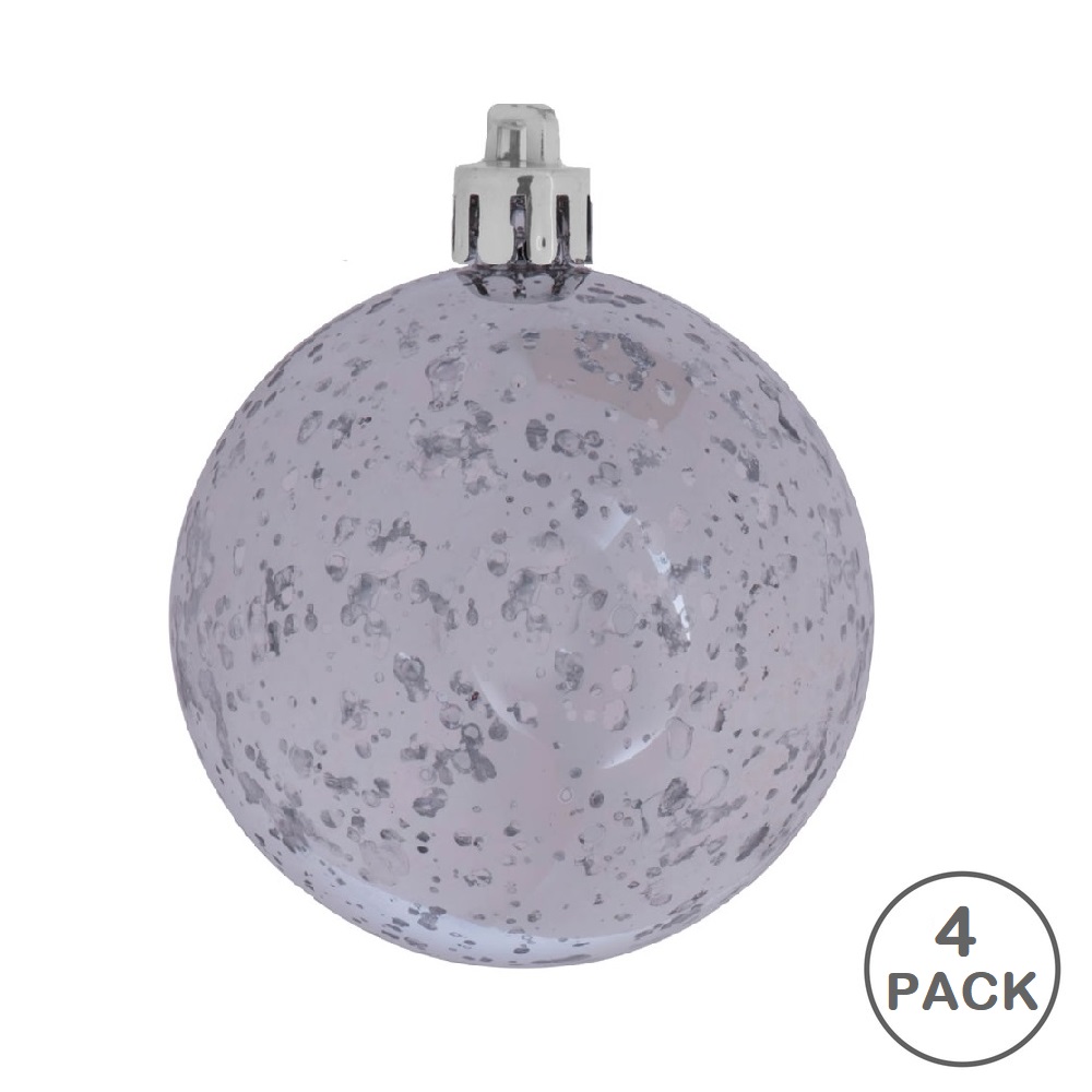 6 Inch Silver Shiny Mercury Round Christmas Ball Ornament Shatterproof
