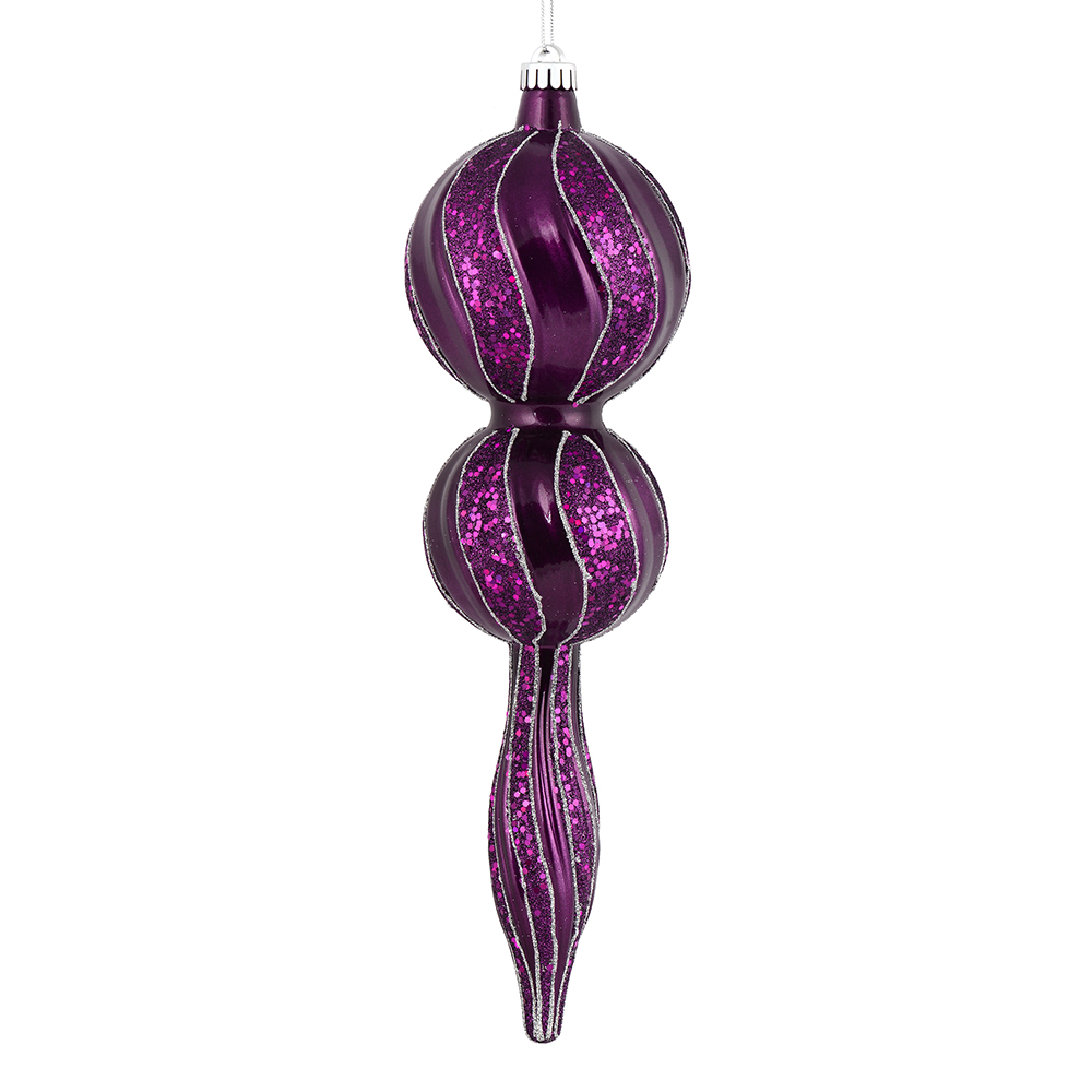 16.5 Inch Plum Candy Glitter Finial Christmas Ornament