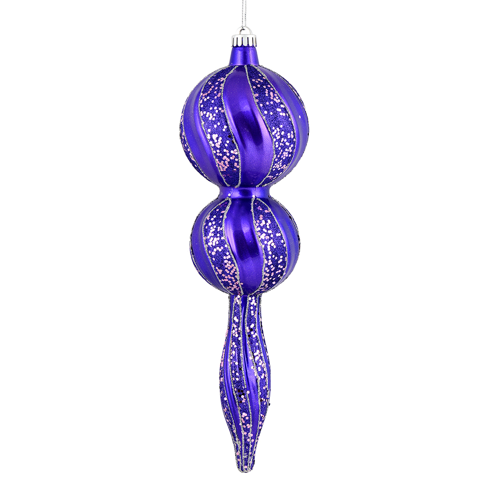 Christmastopia.com - 16.5 Inch Purple Candy Glitter Finial Christmas Ornament