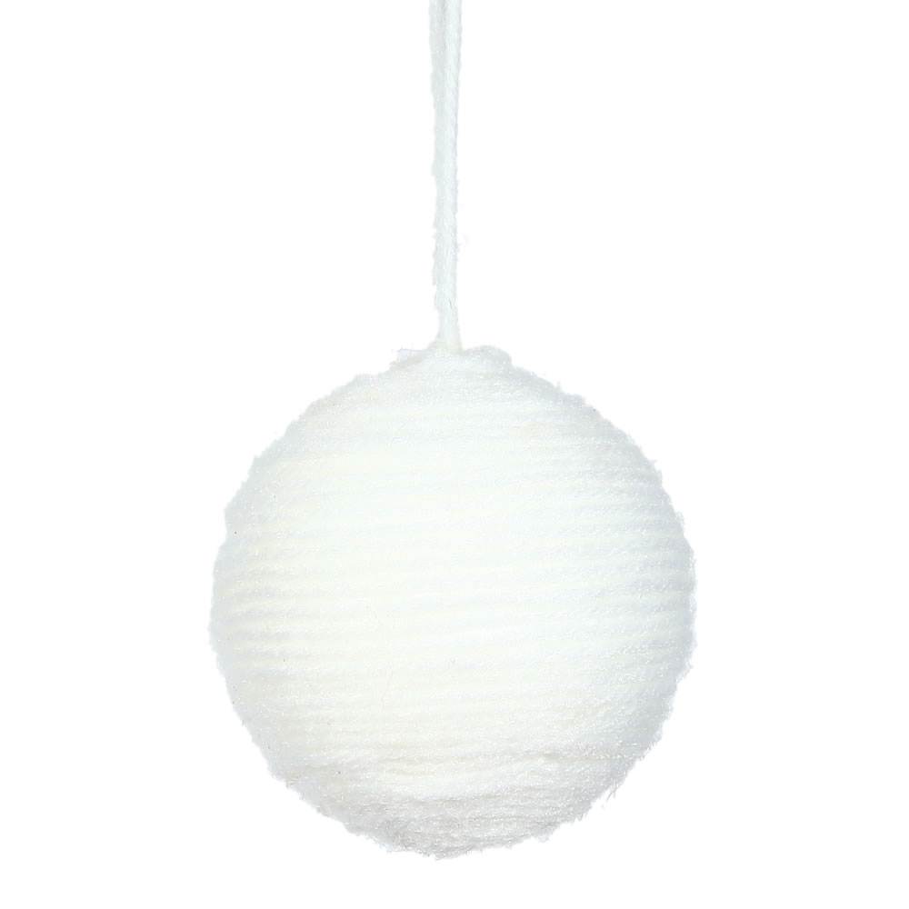 2.4 Inch White Yarn Round Christmas Ball Ornament