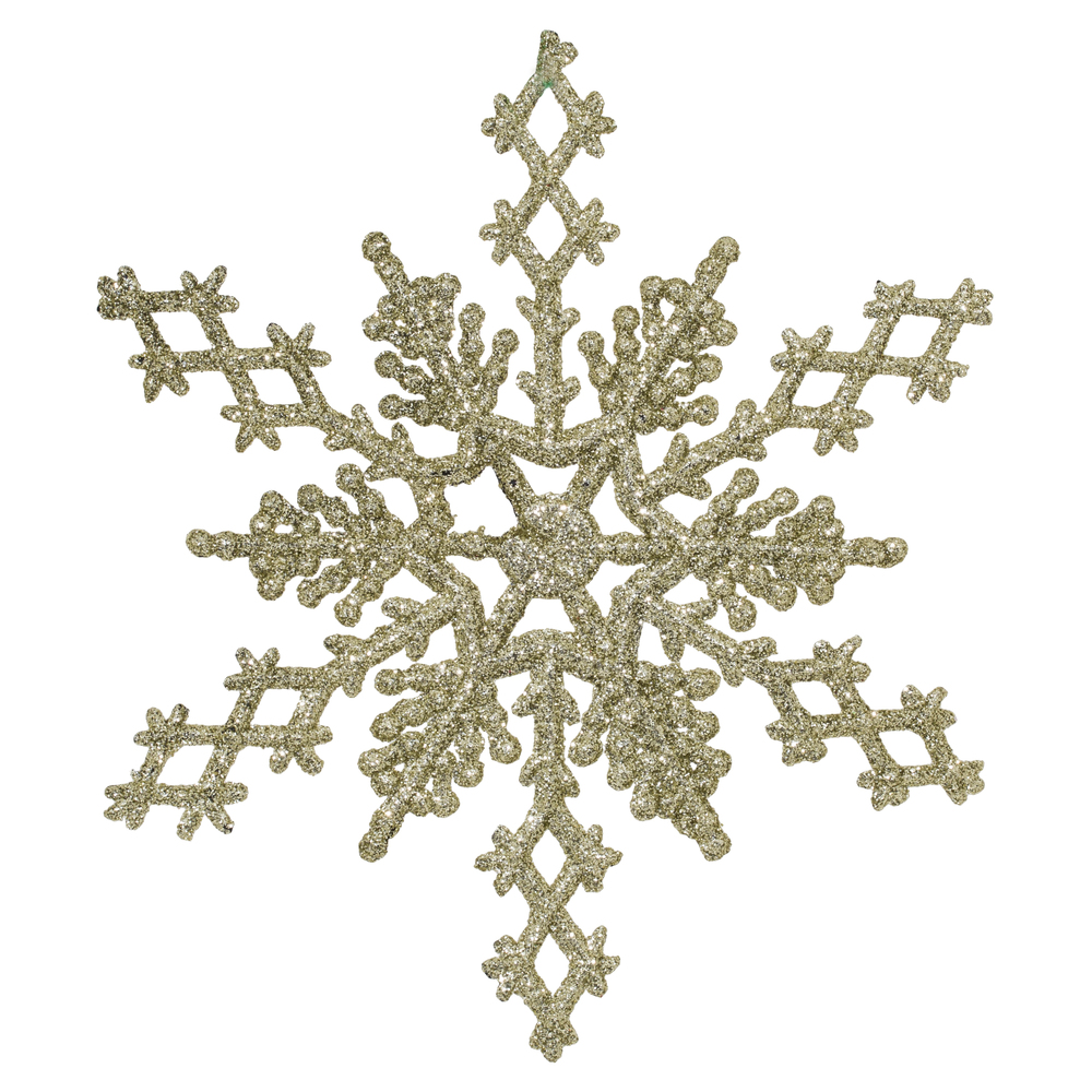 Christmastopia.com 6.25 Inch Champagne Glitter Snowflake Christmas Ornament