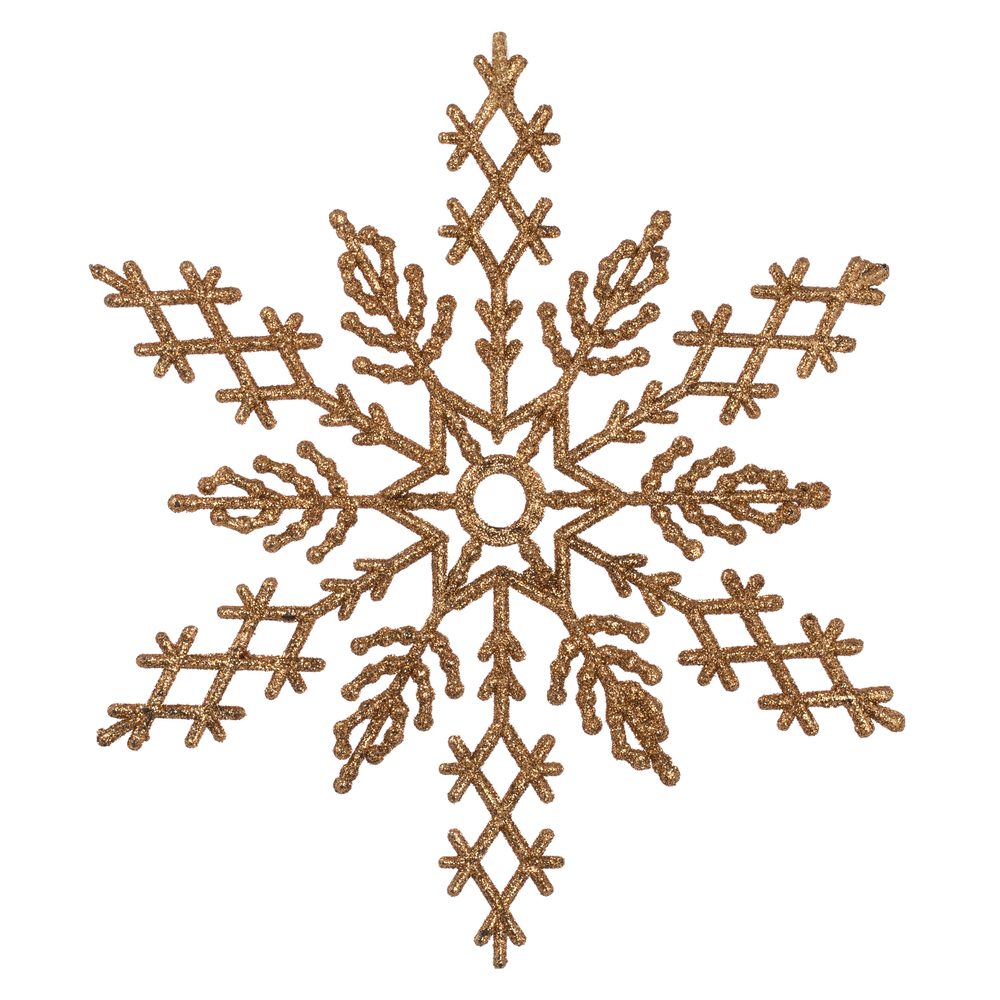 8 Inch Rose Gold Glitter Snowflake Christmas Ornament 12 per Set