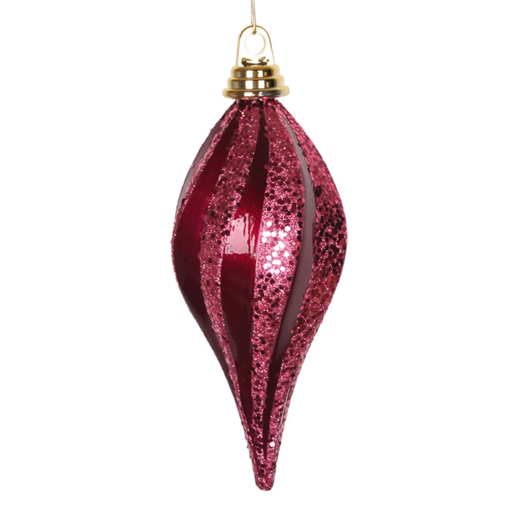 8 Inch Fuchsia Candy Glitter Swirl Drop Christmas Ornament