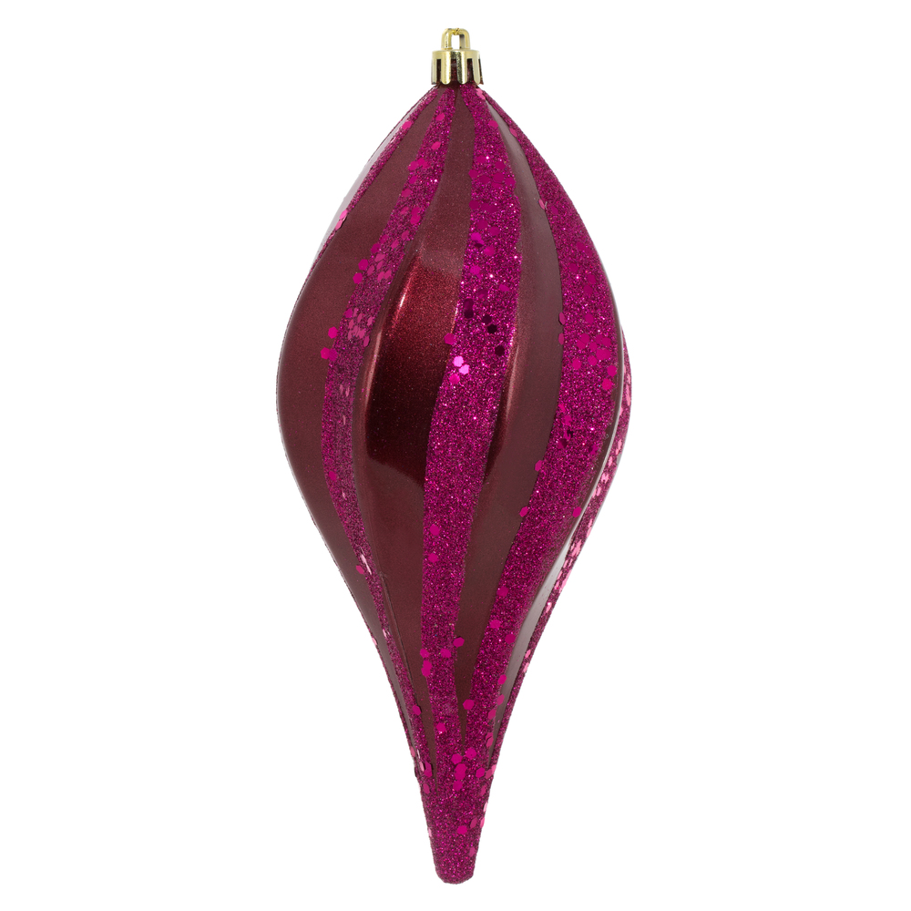 8 Inch Berry Red Candy Glitter Swirl Drop Christmas Ornament