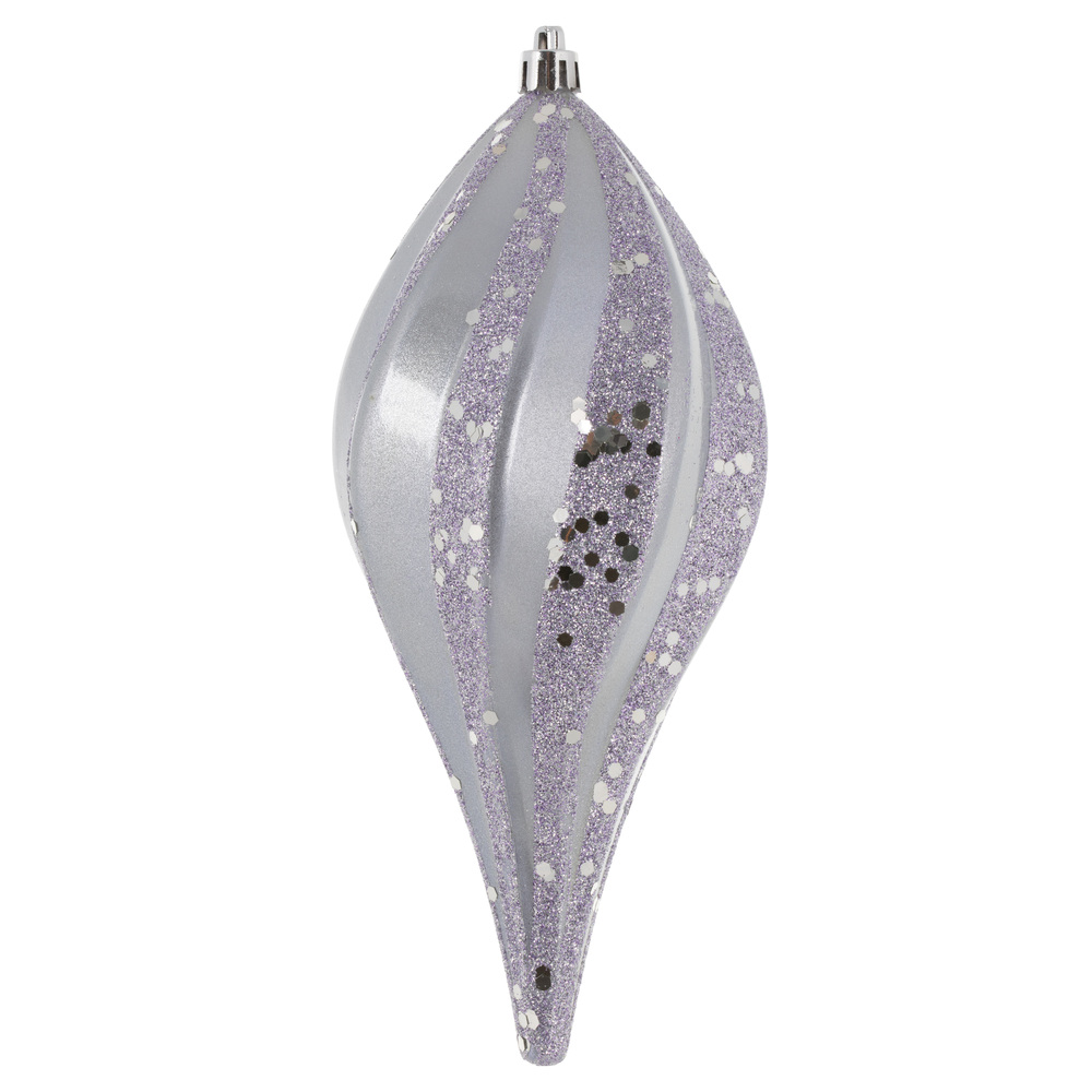 8 Inch Lilac Candy Glitter Swirl Drop Christmas Ornament