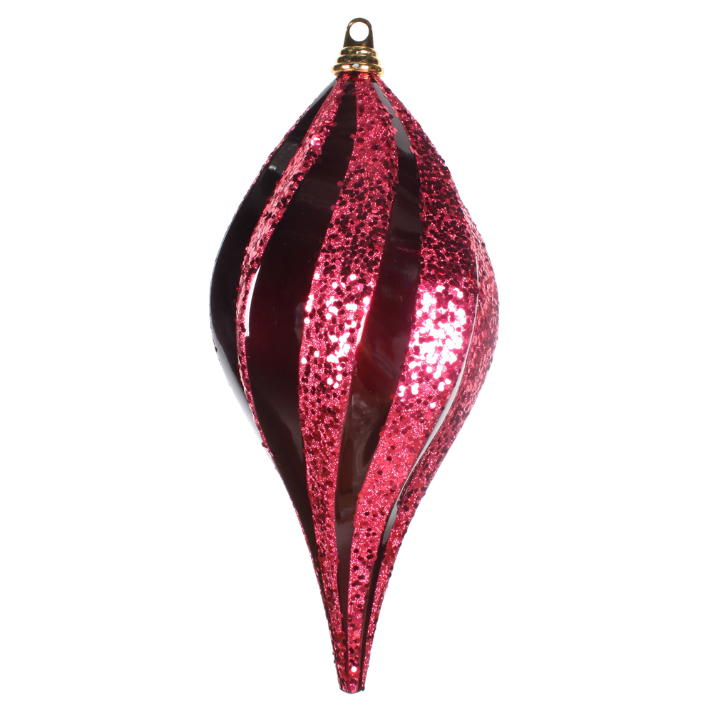 8 Inch Burgundy Candy Glitter Swirl Drop Christmas Ornament