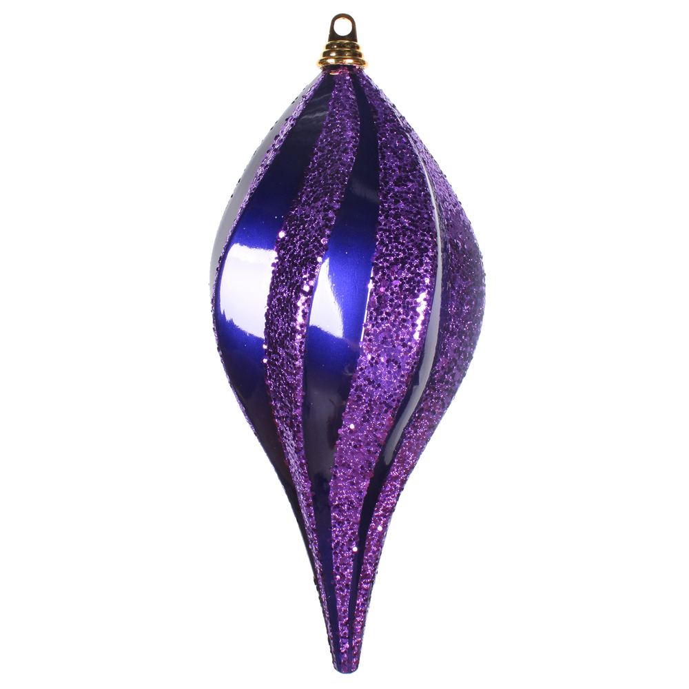 8 Inch Purple Candy Glitter Swirl Drop Mardi Gras Ornament