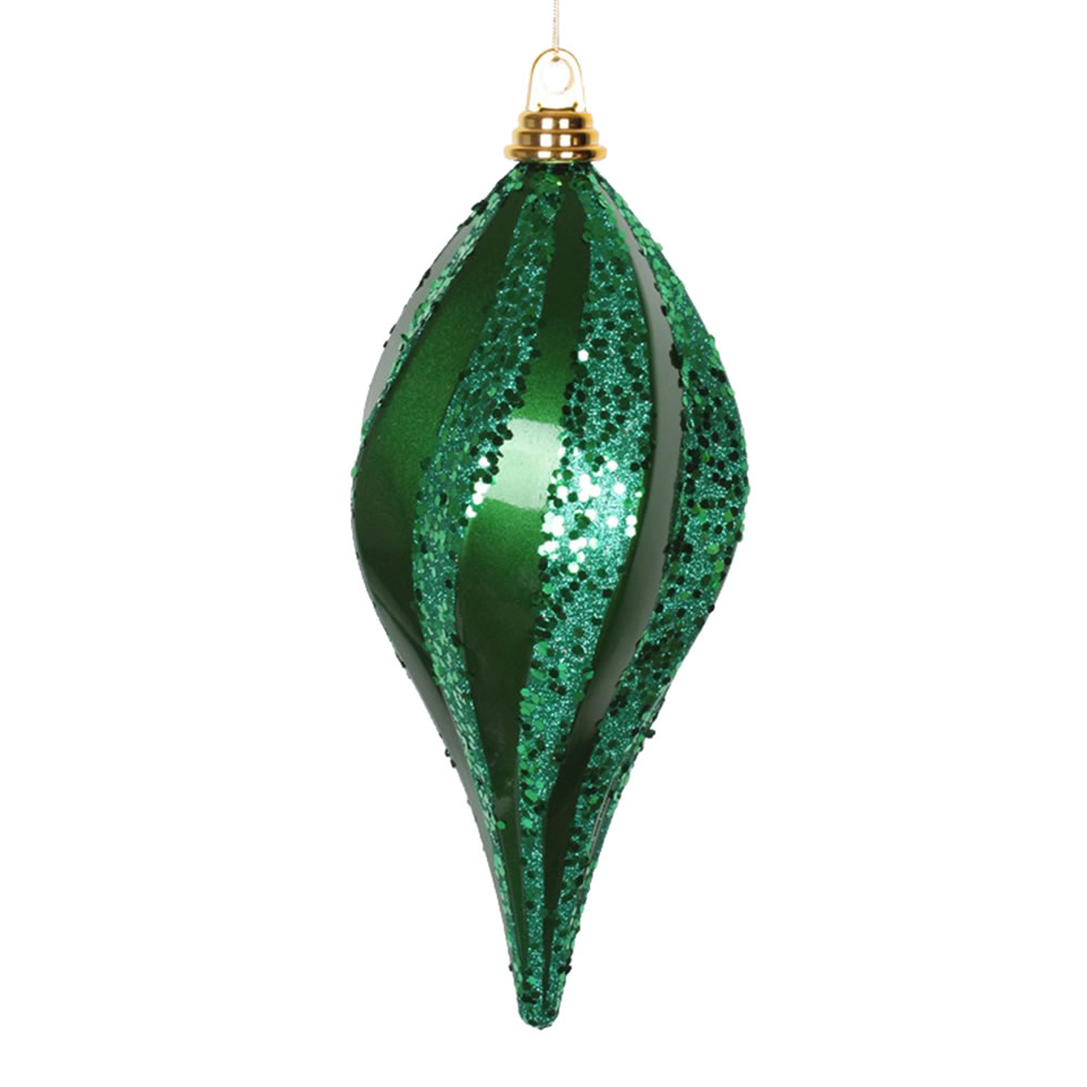 12 Inch Green Candy Glitter Swirl Drop Mardi Gras Ornament