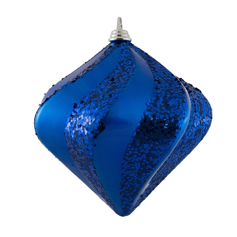 6 Inch Blue Candy Glitter Swirl Diamond Christmas Ornament