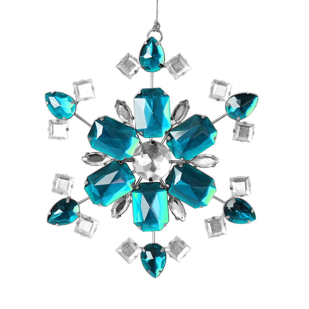 Christmastopia.com 4.5 Inch Turquoise Jewel Metal Snowflake Christmas Ornament