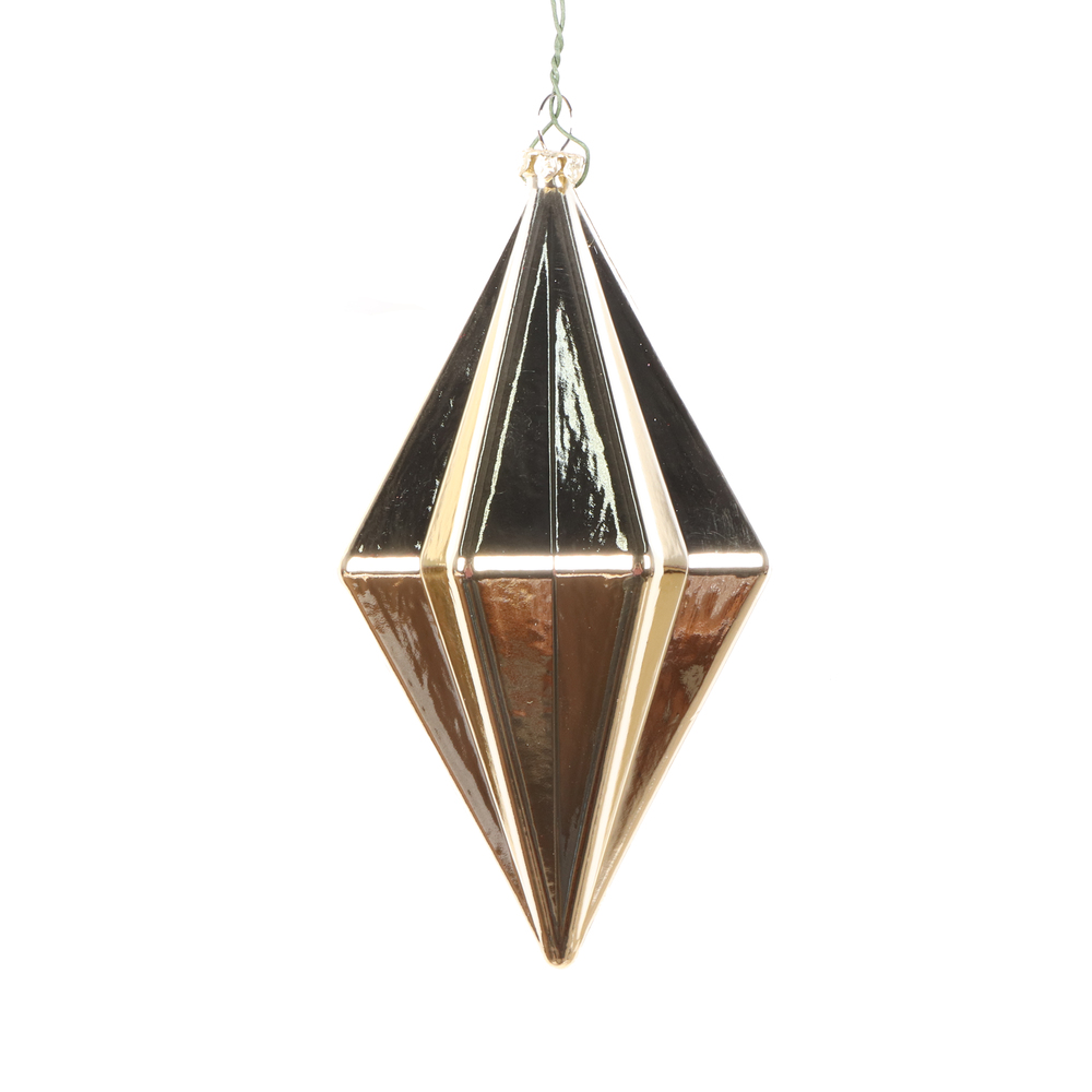 5.5 Inch Champagne Shiny Rhombus Christmas Finial Ornament Shatterproof