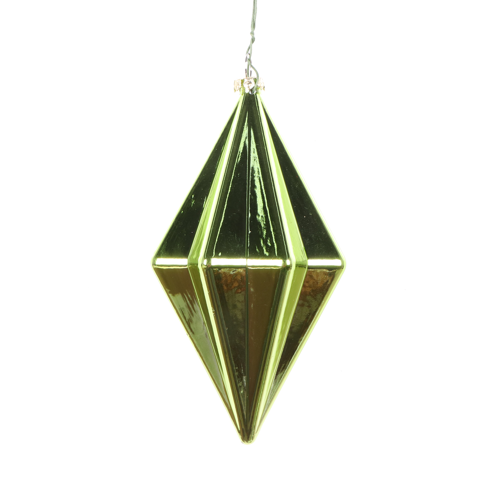 5.5 Inch Celadon Shiny Rhombus Christmas Finial Ornament Shatterproof