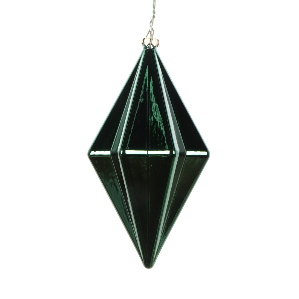 5.5 Inch Midnight Green Shiny Rhombus Christmas Finial Ornament Shatterproof