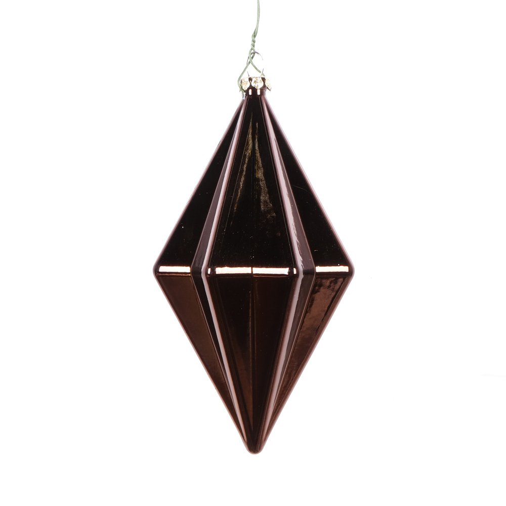 5.5 Inch Mocha Shiny Rhombus Christmas Finial Ornament Shatterproof