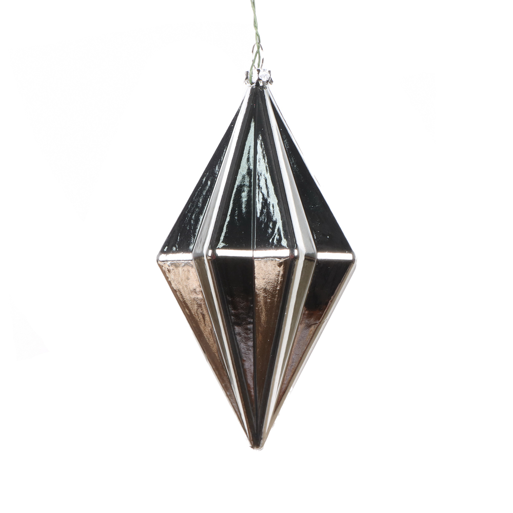 5.5 Inch Pewter Shiny Rhombus Christmas Finial Ornament Shatterproof