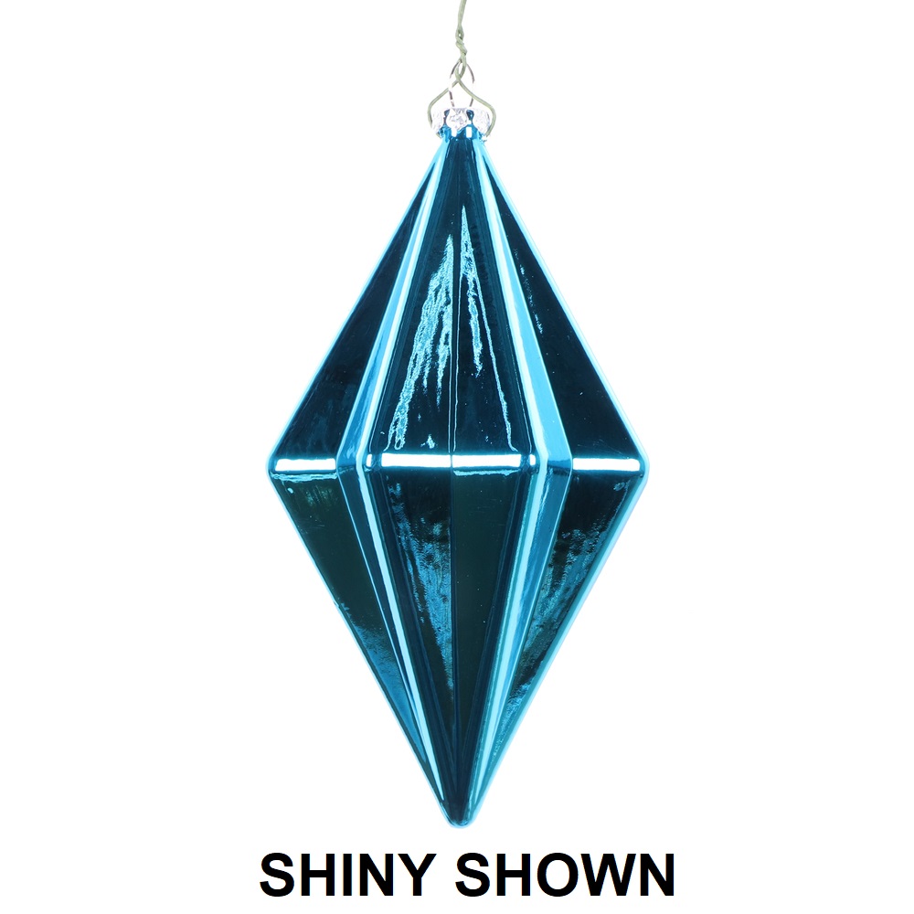 5.5 Inch Turquoise Matte Rhombus Christmas Finial Ornament Shatterproof
