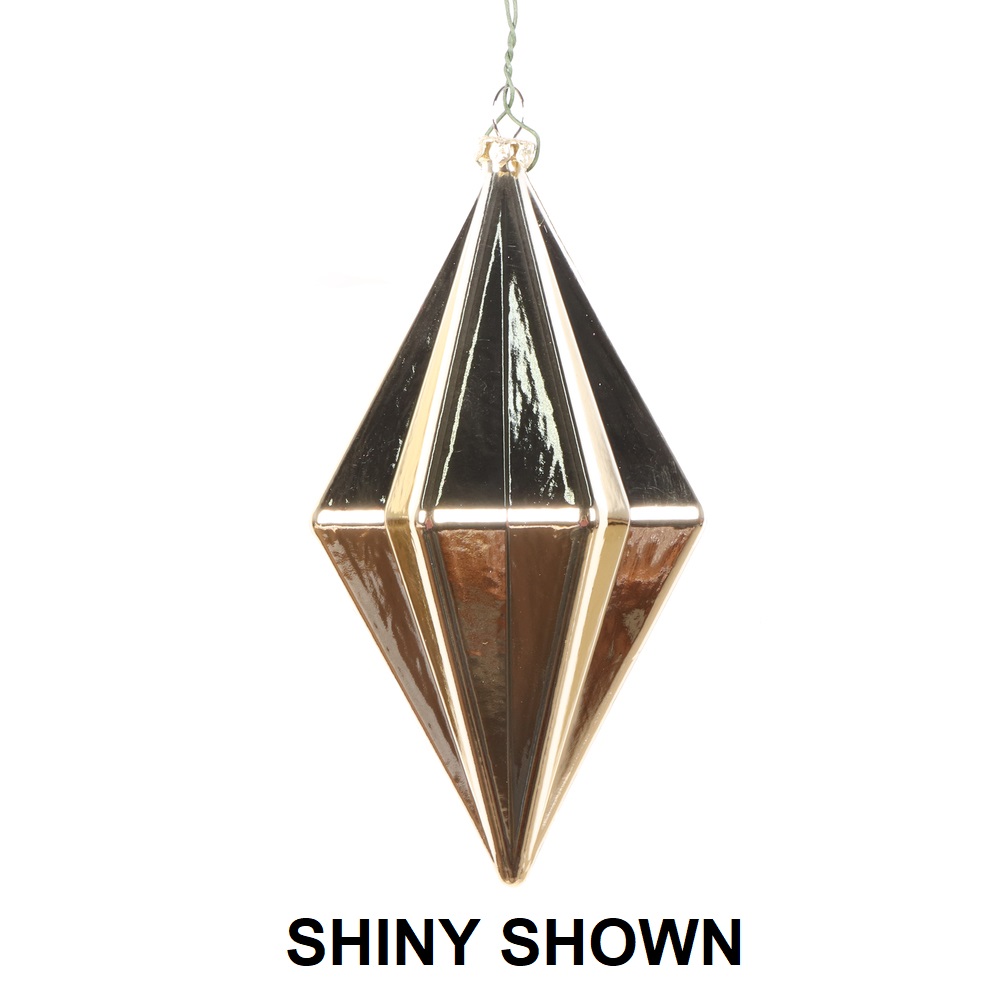 5.5 Inch Champagne Matte Rhombus Christmas Finial Ornament Shatterproof