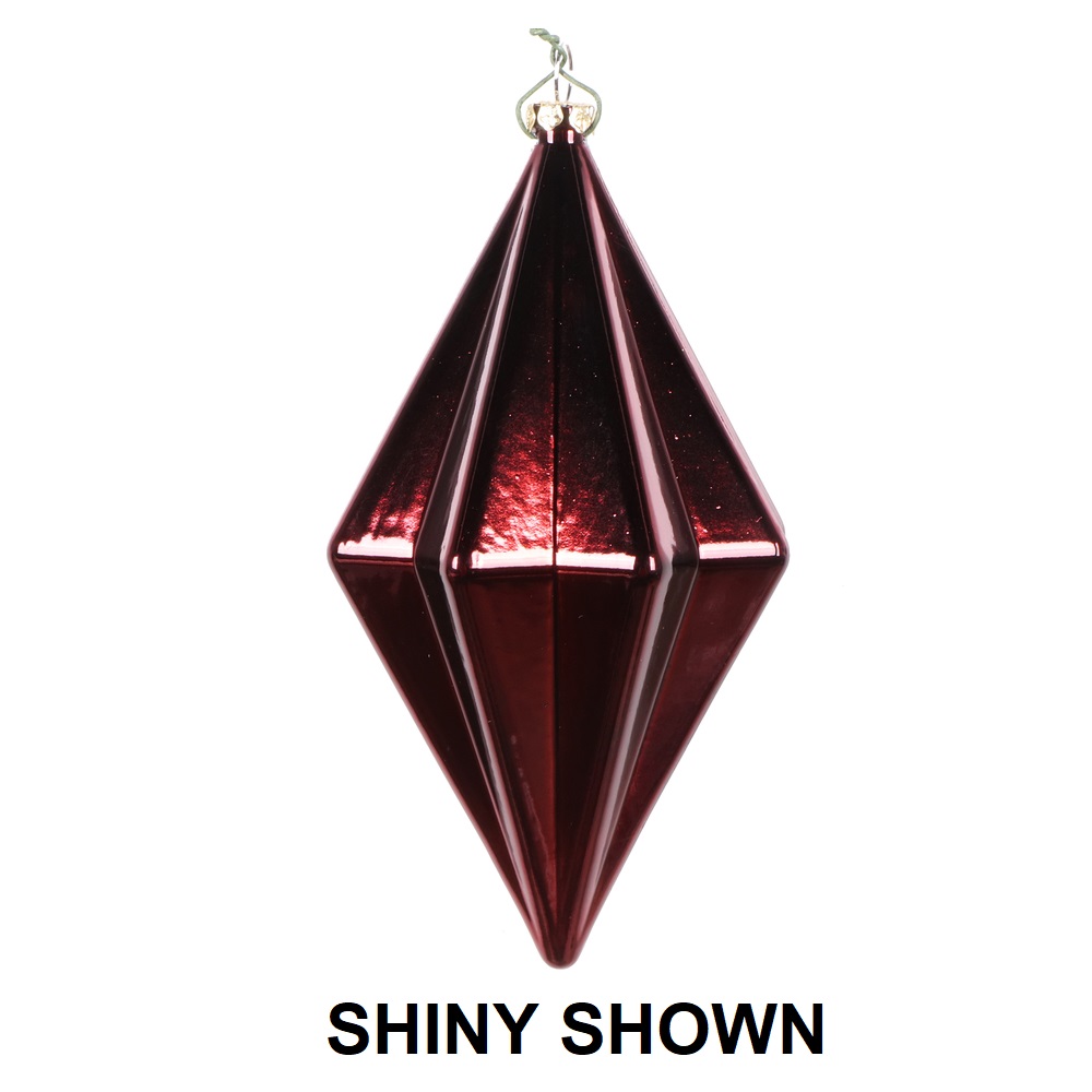 5.5 Inch Burgundy Matte Rhombus Christmas Finial Ornament Shatterproof