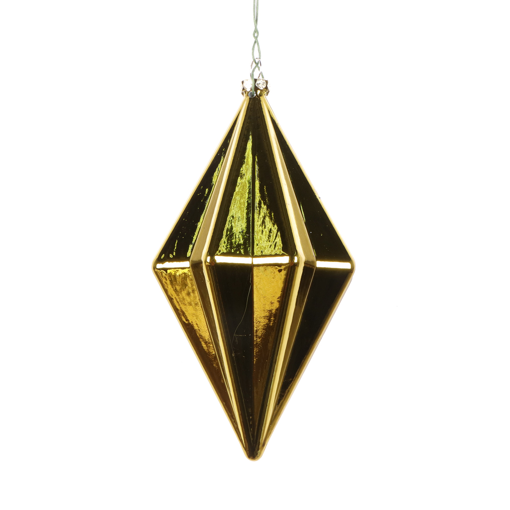5.5 Inch Olive Shiny Rhombus Christmas Finial Ornament Shatterproof