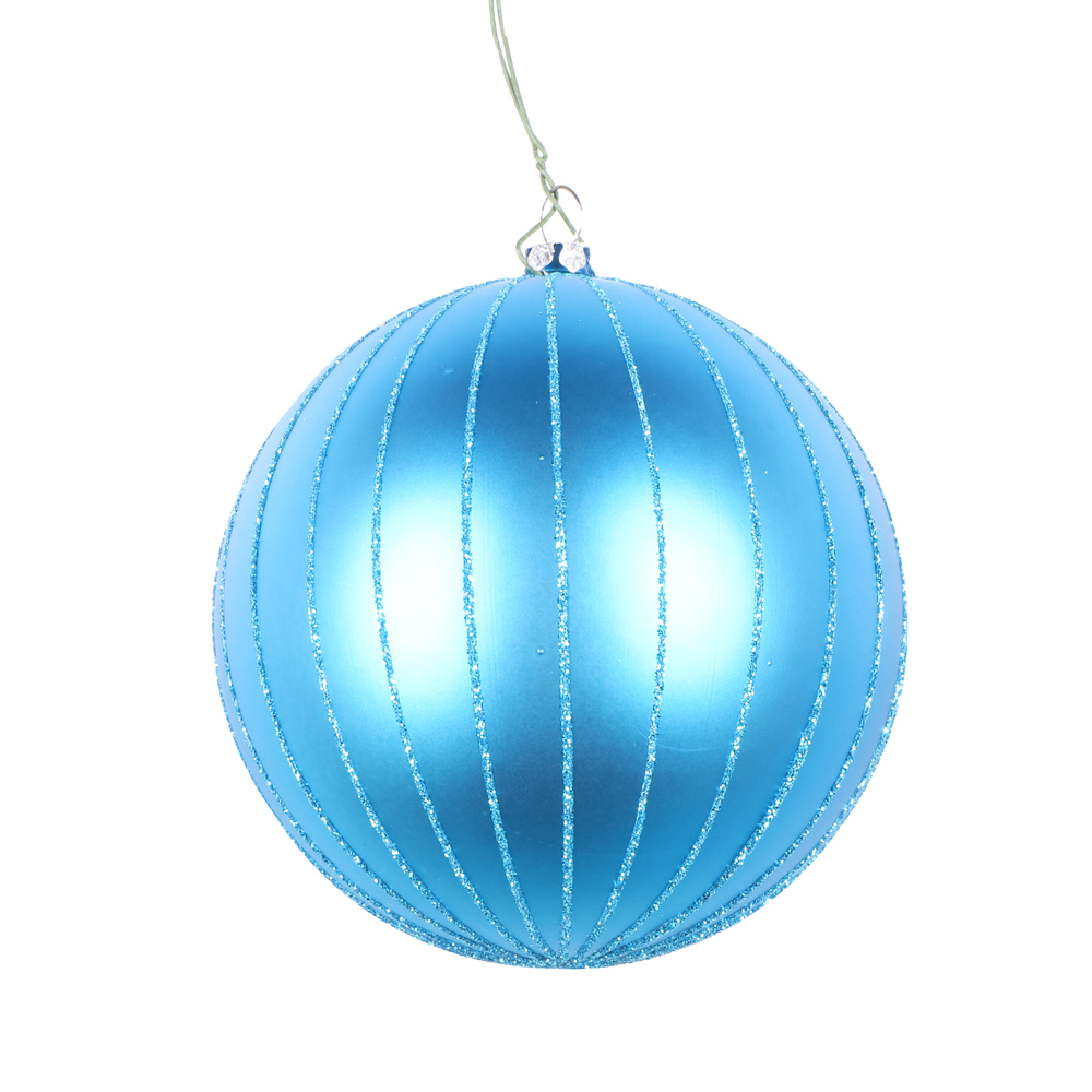 Christmastopia.com 4 Inch Turquoise Matte Glitter Round Christmas Ball Ornament Shatterproof
