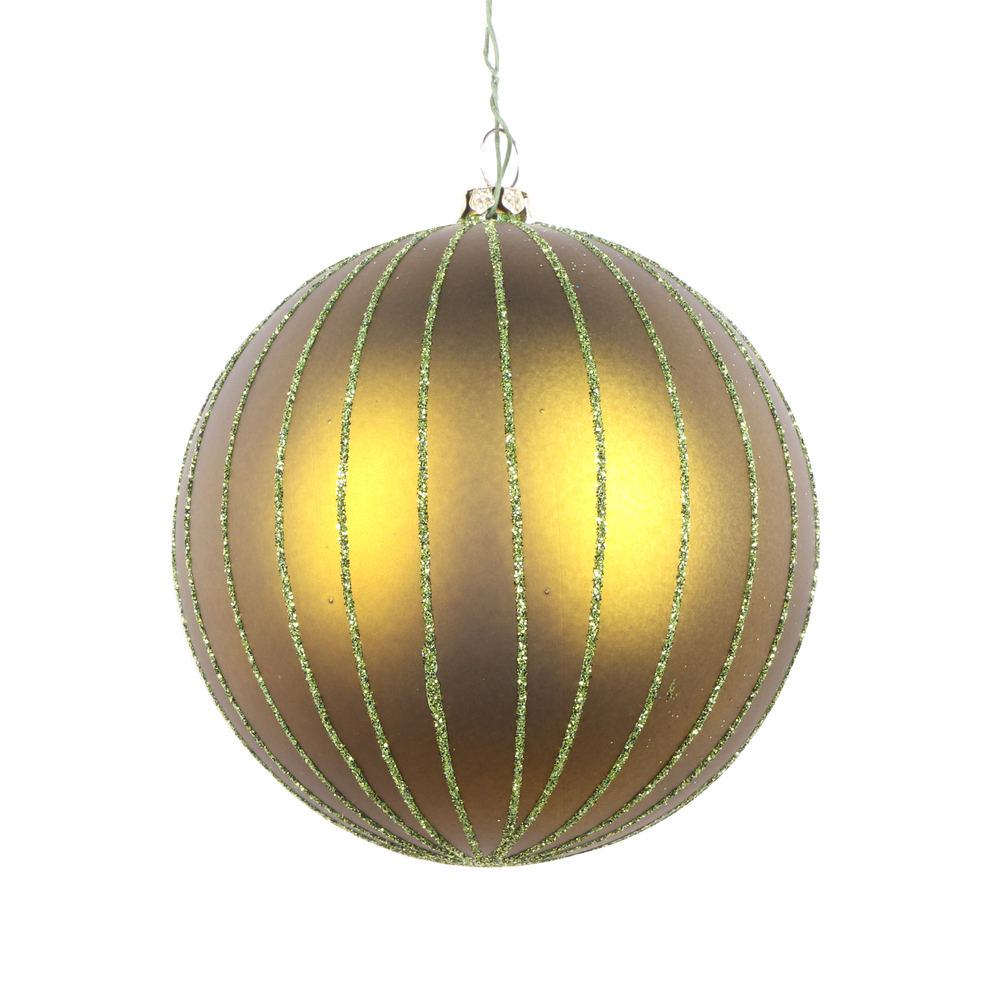 Christmastopia.com - 4 Inch Olive Matte Glitter Round Christmas Ball Ornament Shatterproof