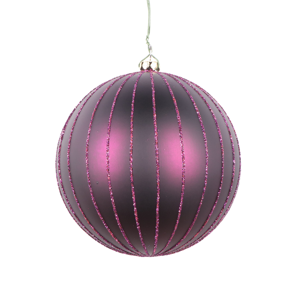 Christmastopia.com 4 Inch Plum Matte Glitter Round Christmas Ball Ornament Shatterproof