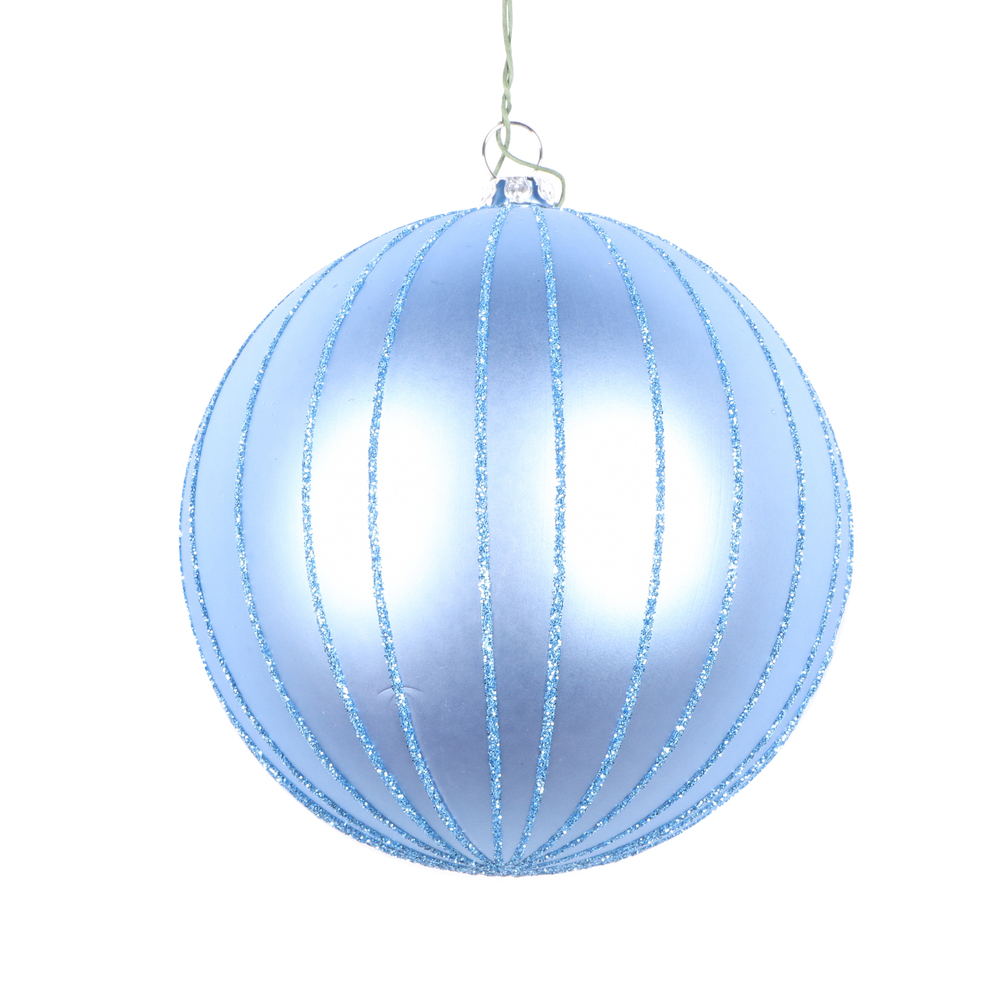 4 Inch Periwinkle Matte Glitter Round Christmas Ball Ornament Shatterproof