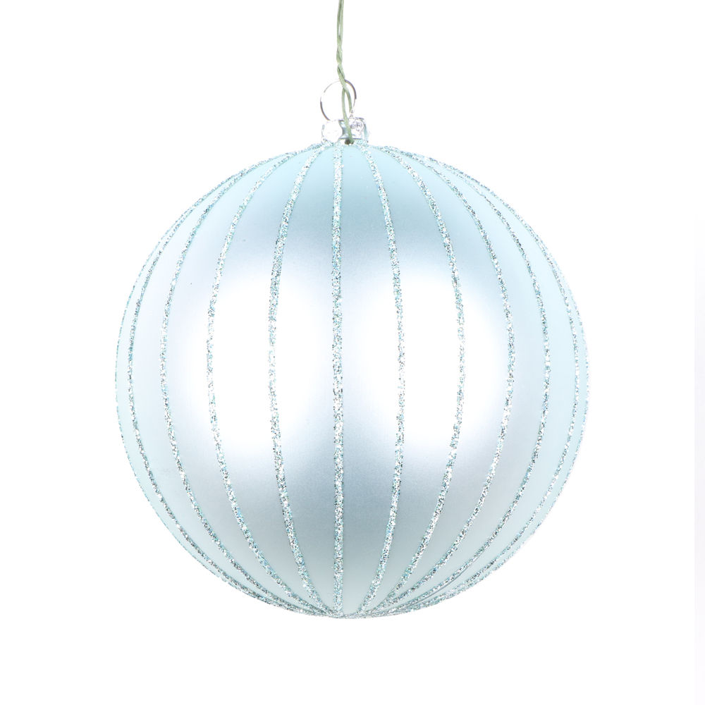 4 Inch Frosty Mint Matte Glitter Round Christmas Ball Ornament Shatterproof