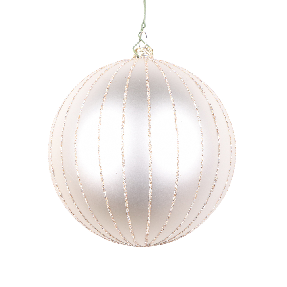 4 Inch Oat Matte Glitter Round Christmas Ball Ornament Shatterproof